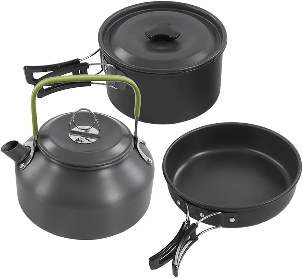 Camping Outdoor Cookware Set, Non-Stick Outdoor Folding Pot Pan Kettle Kit