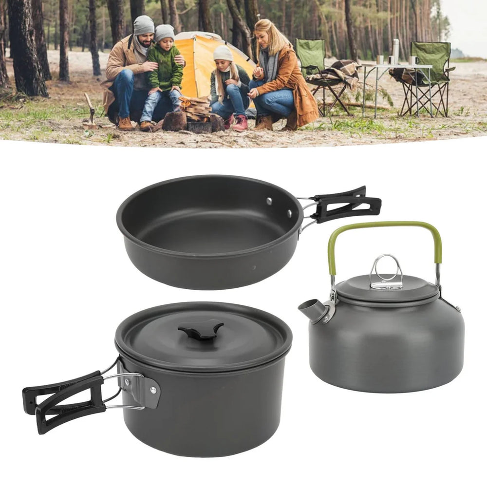 Camping Outdoor Cookware Set, Non-Stick Outdoor Folding Pot Pan Kettle Kit