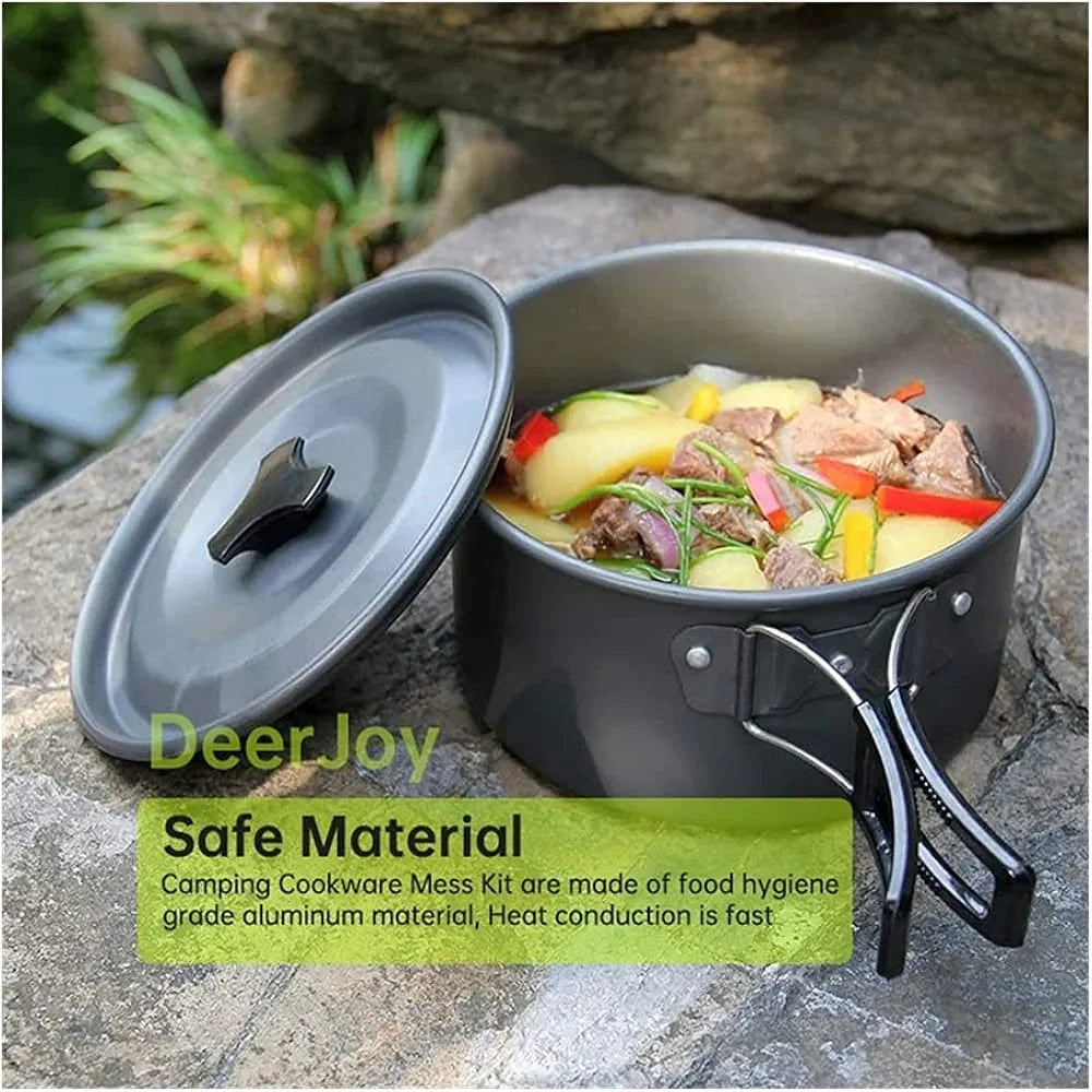 Camping Outdoor Cookware Set, Non-Stick Outdoor Folding Pot Pan Kettle Kit