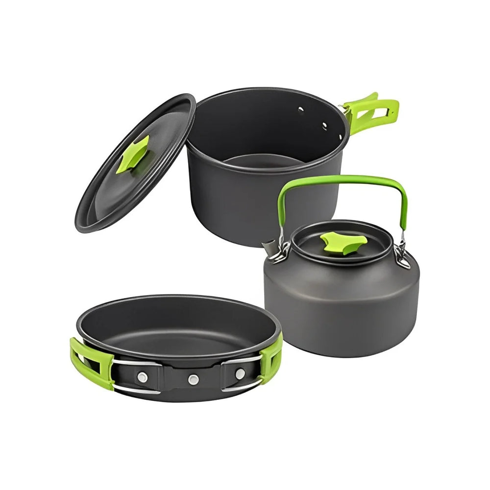 Camping Outdoor Cookware Set, Non-Stick Outdoor Folding Pot Pan Kettle Kit