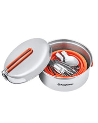 KingCamp KA2008 Adventure Stainless Steel Camping Cookware Mess Kit 25Pcs