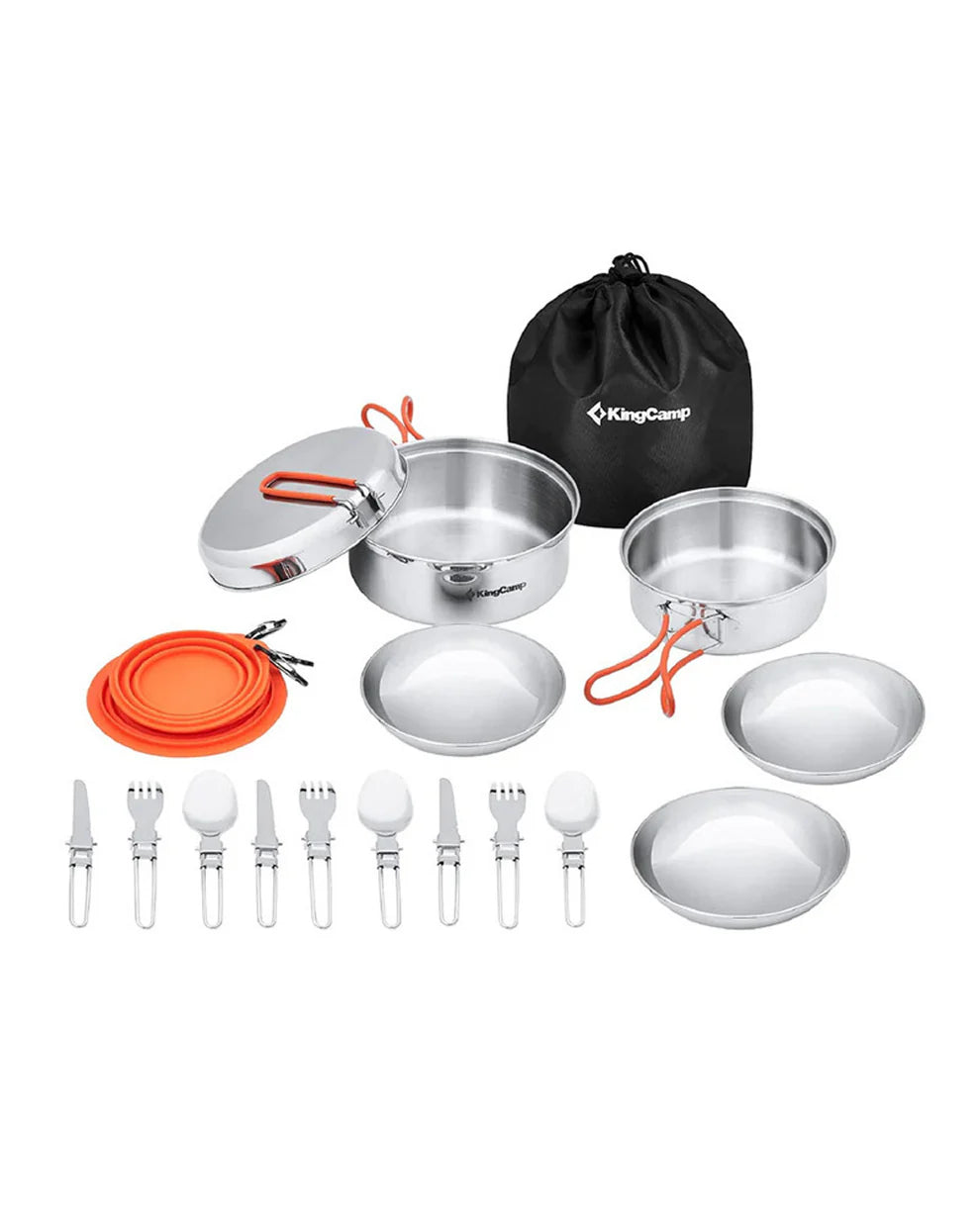 KingCamp KA2008 Adventure Stainless Steel Camping Cookware Mess Kit 25Pcs